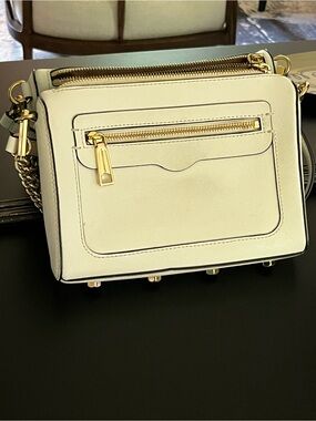 Rebecca Minkoff Cream Leather Crossbody with Gold Hardware